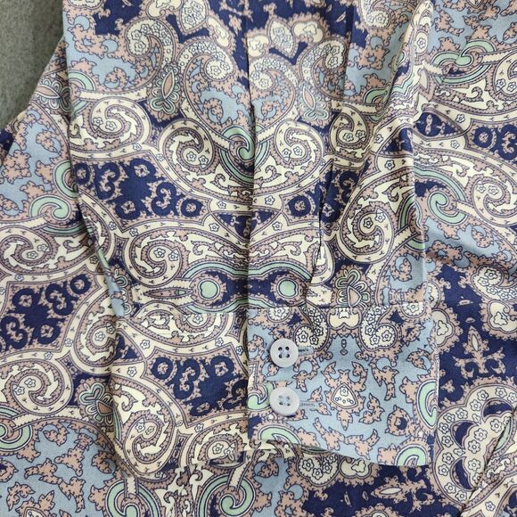 Chico’s Wome 2 US L Purple Paisley Button Up No Iron Blouse Shirt - Picture 3 of 11